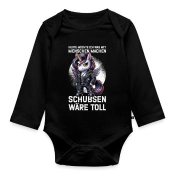 Today I want to do something with people Push - Organic Longsleeve Baby Bodysuit - black - Front
