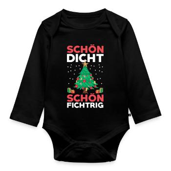 Weihnachtsmann Fichten Weihnachtsbaum Weihnachten - Baby Bio-Langarm-Body - Schwarz - Vorne