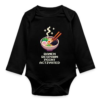 Ramen Respawn Enabled | Ramen Bowl Humor - Organic Longsleeve Baby Bodysuit - black - Front