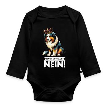 Before you ask: Australian Shepherd Aussie Aussie - Organic Longsleeve Baby Bodysuit - black - Front