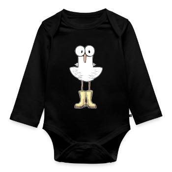 Seagull with rubber boots - The perfect Gesche Lustig - Organic Longsleeve Baby Bodysuit - black - Front