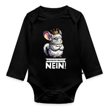 Avant que vous ne demandiez à la chinchilla, chinchilla, rongeur - Body Bébé bio manches longues - noir - Devant