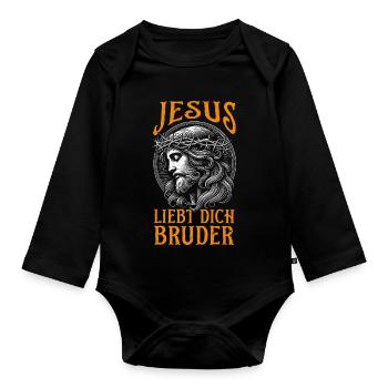 Citation de Jesus Loves You Brother Christian - Body Bébé bio manches longues - noir - Devant