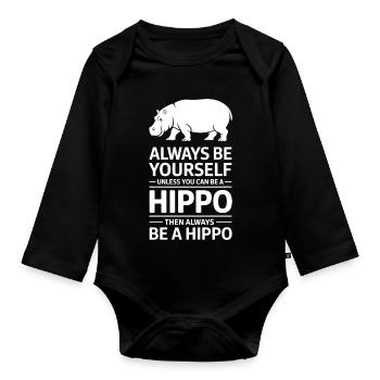 Expressions d’hippopotames Blague hippopotame Cadeau d’hippopotame - Body Bébé bio manches longues - noir - Devant