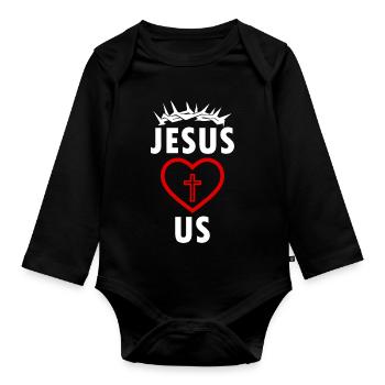 JÉSUS NOUS AIME - Body Bébé bio manches longues - noir - Devant
