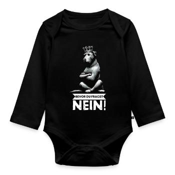 Bevor Du Fragst Nein Irischer Wolfshund Wolfshund  - Baby Bio-Langarm-Body - Schwarz - Vorne