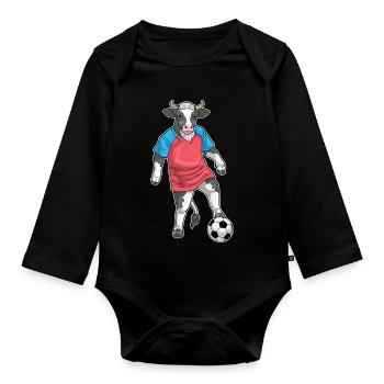 Cow Soccer Player Soccer Sports - Organic Longsleeve Baby Bodysuit - black - Front