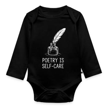 Poetry as Self-Care - Organic Longsleeve Baby Bodysuit - black - Front