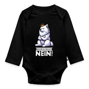 Bevor Du Fragst Nein Samojede Samojedenbesitzer - Baby Bio-Langarm-Body - Schwarz - Vorne