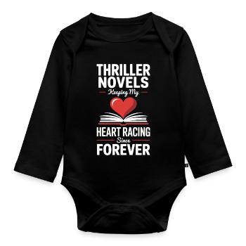 Psychological Thriller Crime Reader Bookworm - Organic Longsleeve Baby Bodysuit - black - Front