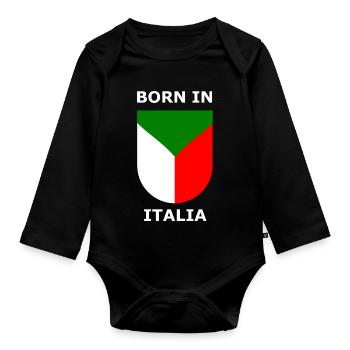 Geboren in Italia Schild - Baby Bio-Langarm-Body - Schwarz - Vorne