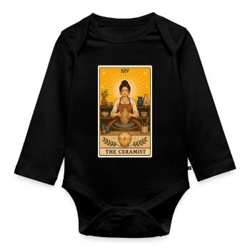 Keramikerin | Töpfern Kunst Tarot - Baby Bio-Langarm-Body - Schwarz - Vorne