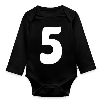 Cinq : Chiffre minimaliste 5 | Cinquième - Body Bébé bio manches longues - noir - Devant