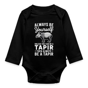 Dictons de tapir Tapir Drôle de cadeau de tapir - Body Bébé bio manches longues - noir - Devant