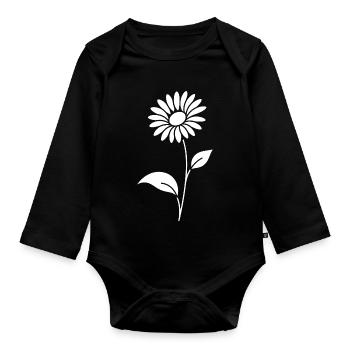 Abstrakte Blumen Silhouette Sommermotiv - Baby Bio-Langarm-Body - Schwarz - Vorne