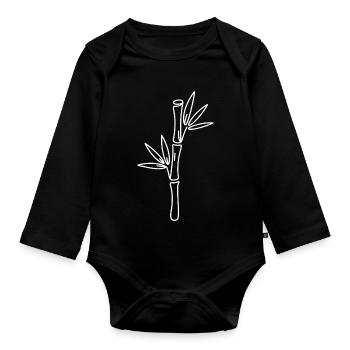 Art en ligne de bambou Zen - Body Bébé bio manches longues - noir - Devant