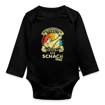 Grandpa Chess - Organic Longsleeve Baby Bodysuit - black - Front