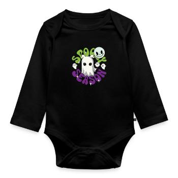 Spooky Season Halloween Ghosts Ghosts - Organic Longsleeve Baby Bodysuit - black - Front