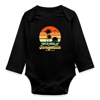 Italy Senigallia Marche Beach Vacation - Organic Longsleeve Baby Bodysuit - black - Front