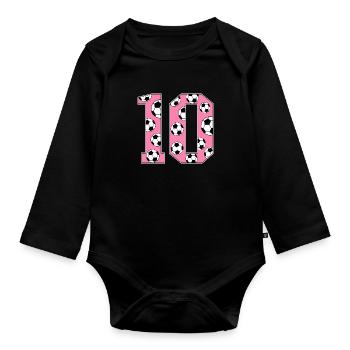 10 Anniversaire Football Rose - Body Bébé bio manches longues - noir - Devant