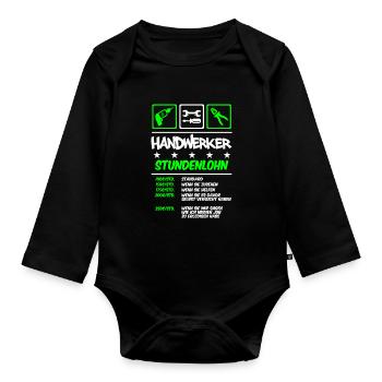 Handwerker Stundenlohn - Baby Bio-Langarm-Body - Schwarz - Vorne