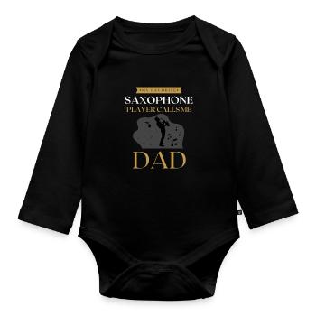 Mein Lieblingssaxophonist nennt mich Papa Vater - Baby Bio-Langarm-Body - Schwarz - Vorne
