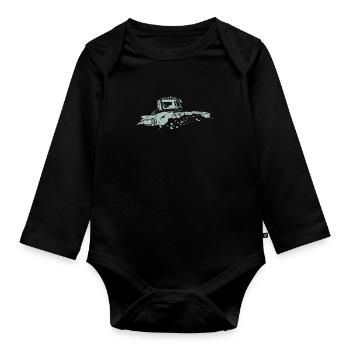 Silhouette de skieur de sports d'hiver de dameuse de neige - Body Bébé bio manches longues - noir - Devant