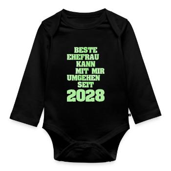 Frau Jahr2028 - Baby Bio-Langarm-Body - Schwarz - Vorne