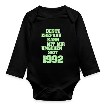 Ehe Ehefrau Frau Freundin Jahr1992 - Baby Bio-Langarm-Body - Schwarz - Vorne