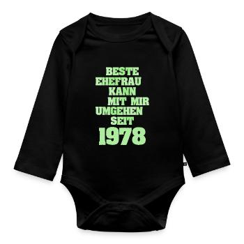 Ehefrau 1978 - Baby Bio-Langarm-Body - Schwarz - Vorne