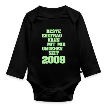 Ehefrau 2009 - Baby Bio-Langarm-Body - Schwarz - Vorne