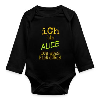 Cadeau pour Alice - Body Bébé bio manches longues - noir - Devant