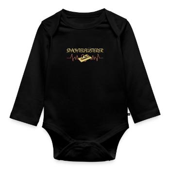 Spachtelflüsterer Kardiogramm Verputzer Gipser - Baby Bio-Langarm-Body - Schwarz - Vorne