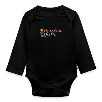 Dessert Italien Makronen Kekse Macaroon - Baby Bio-Langarm-Body - Schwarz - Vorne