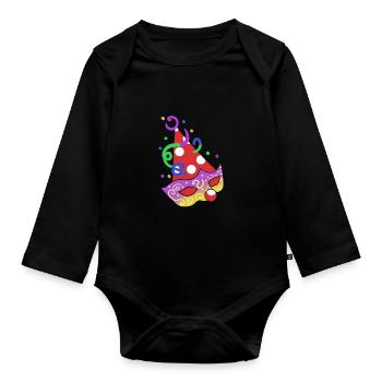 Carnival motif - Organic Longsleeve Baby Bodysuit - black - Front