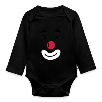 visage de sourire de clown - Body Bébé bio manches longues - noir - Devant
