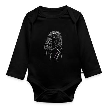 pop liebe text danke - Baby Bio-Langarm-Body - Schwarz - Vorne