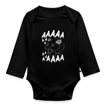 Meme Opossum Design Quote Screaming Opossum - Organic Longsleeve Baby Bodysuit - black - Front