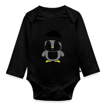 Pingouin de Noël - Body Bébé bio manches longues - noir - Devant