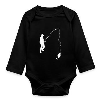 pêcheur pêcheur pêcheur sportif cadeau - Body Bébé bio manches longues - noir - Devant
