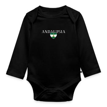 Spanien Europa Flagge Andalusien Sevilla - Baby Bio-Langarm-Body - Schwarz - Vorne
