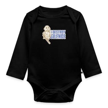 Hund Trompete Posaunist Musik Instrument - Baby Bio-Langarm-Body - Schwarz - Vorne