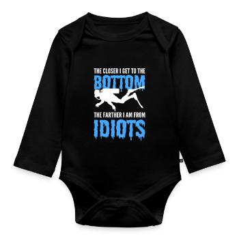 Further away from idiots diver poison - Organic Longsleeve Baby Bodysuit - black - Front