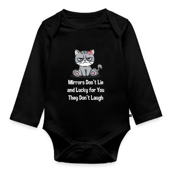 Les miroirs ne mentent pas joyeusement pour vous, ils rient - Body Bébé bio manches longues - noir - Devant