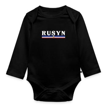 Rusnak Ostslawen Rusyn Kiewer Rus Karpaten - Baby Bio-Langarm-Body - Schwarz - Vorne