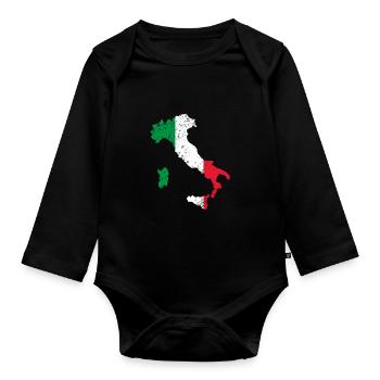 Italy gift for proud Italians - Organic Longsleeve Baby Bodysuit - black - Front