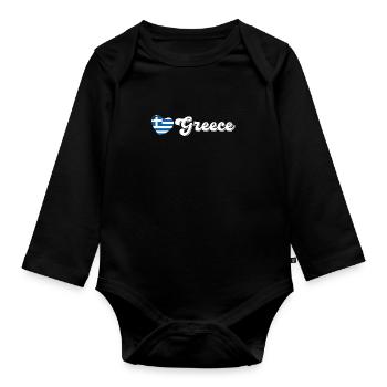 Griechische Flagge National Balkan Urlaub Reise - Baby Bio-Langarm-Body - Schwarz - Vorne