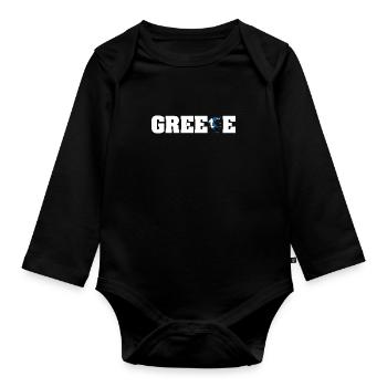 Balkan Flagge Griechenland Ellas Hellenisch - Baby Bio-Langarm-Body - Schwarz - Vorne