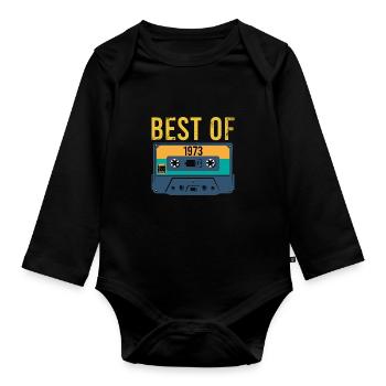 Vintage Best of 1973 Birthday Retro - Organic Longsleeve Baby Bodysuit - black - Front