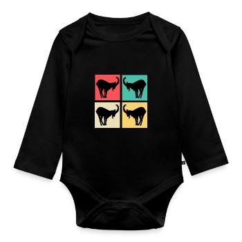 Steinbock Pop Art Bunt Farbig Schatten - Baby Bio-Langarm-Body - Schwarz - Vorne